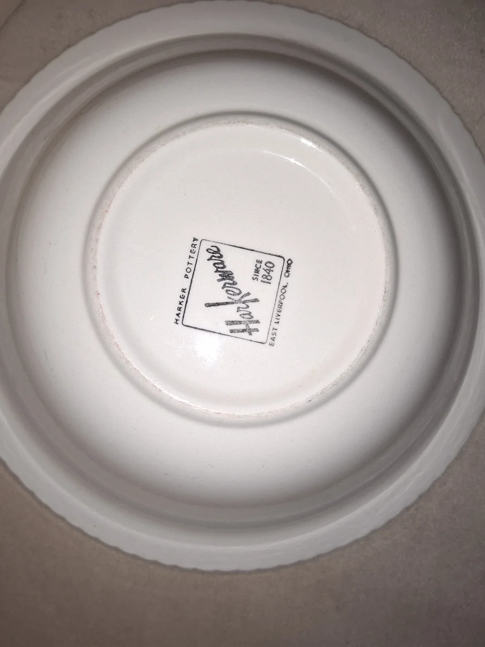 Harkerware Ceramic Serving Bowls in Light Gray with White Rope-Edge Trim